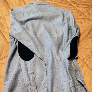 Zara men's medium button down dress EU Shirt blue polka dots